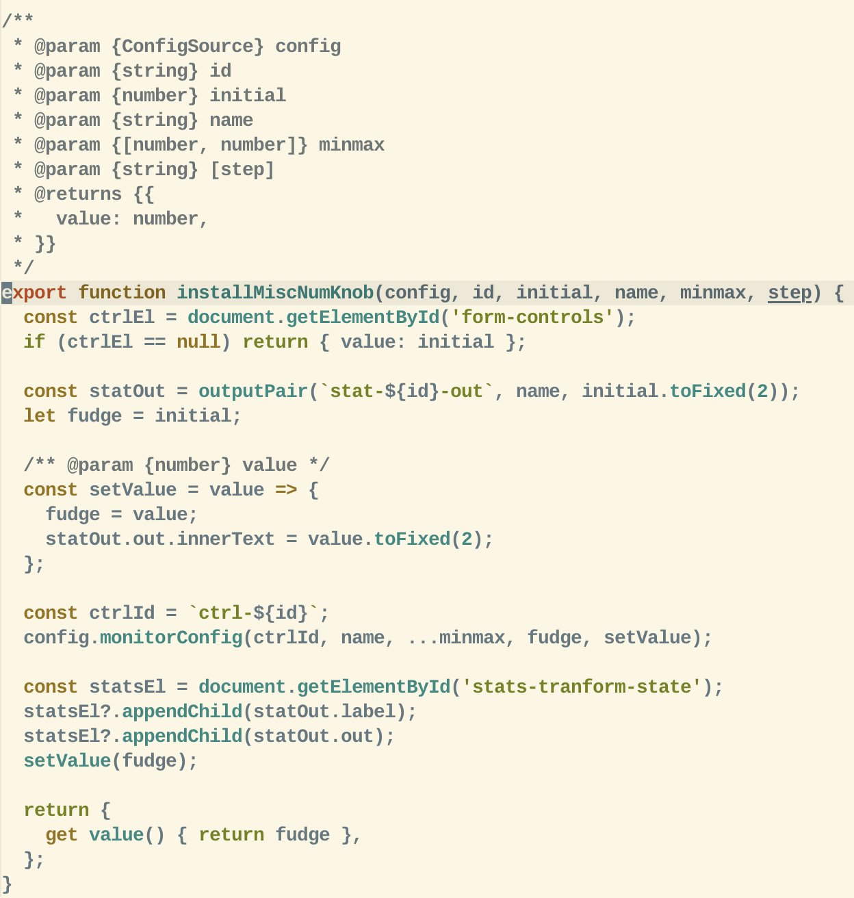 Internals of the general knob initialisation function